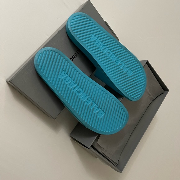 BALENCIAGA MEN POOL SLIDE TURQUOISE 46EU/13US - Picture 11 of 16